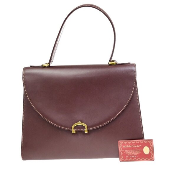 MUST DE CARTIER 2C Logo Shoulder Hand Bag Leather Red GHW 64ED915 - Picture 1 of 15